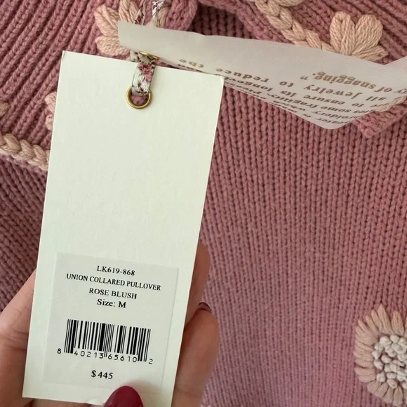 LoveShackFancy Dusty Pink Floral Sweater - Picture 3 of 4